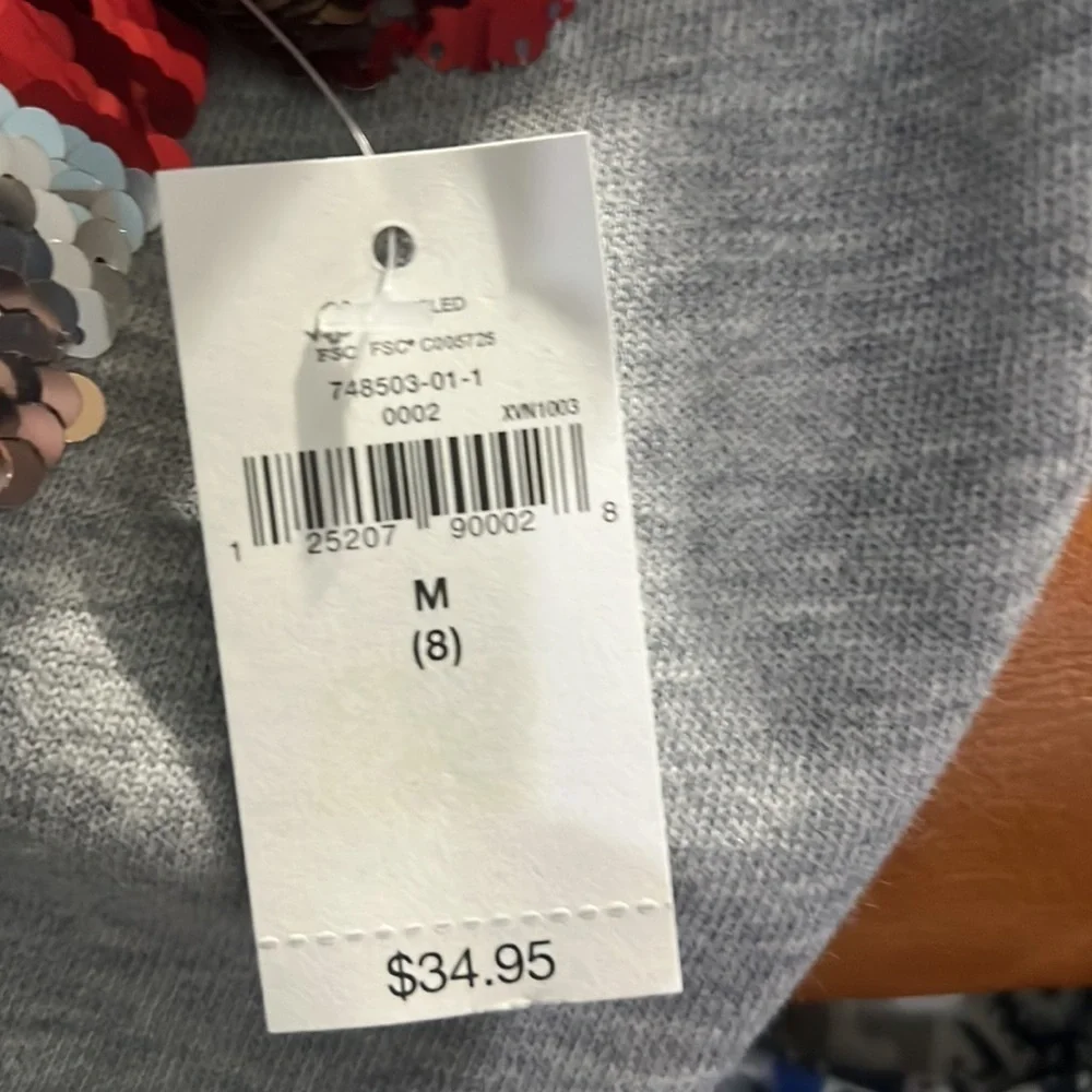 NWT GAP KIDS Sweatshirt Girls Size M 8 Gray Flip Sequin Logo